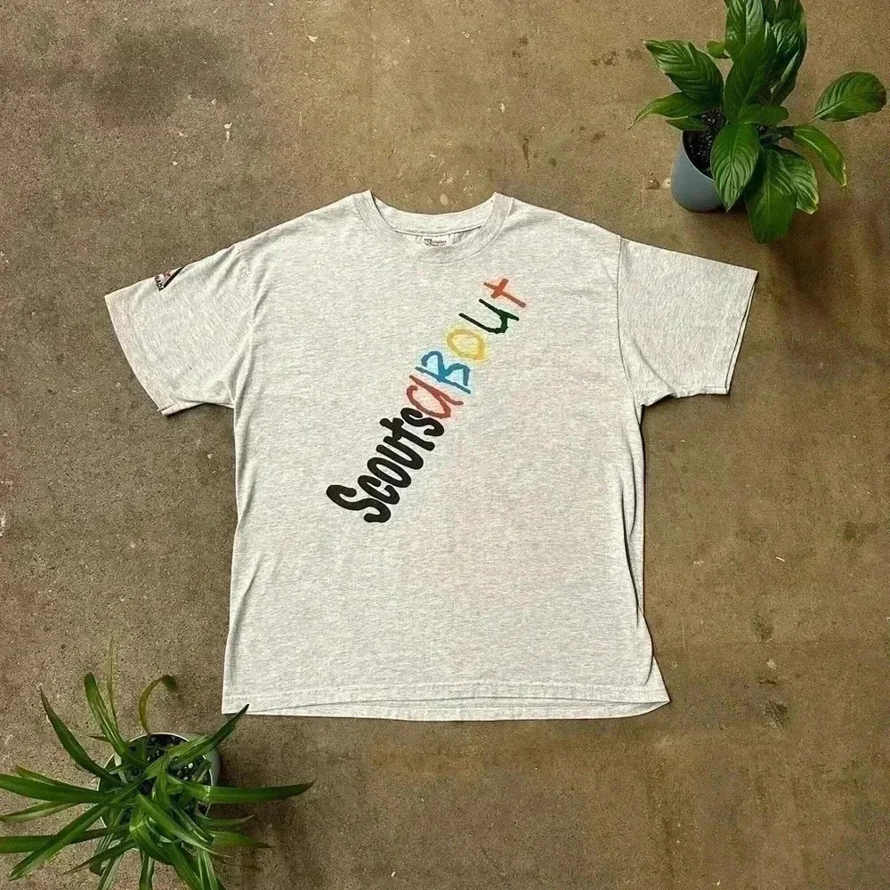 Vintage  Scouts About Crayon Spellout T-shirt Large